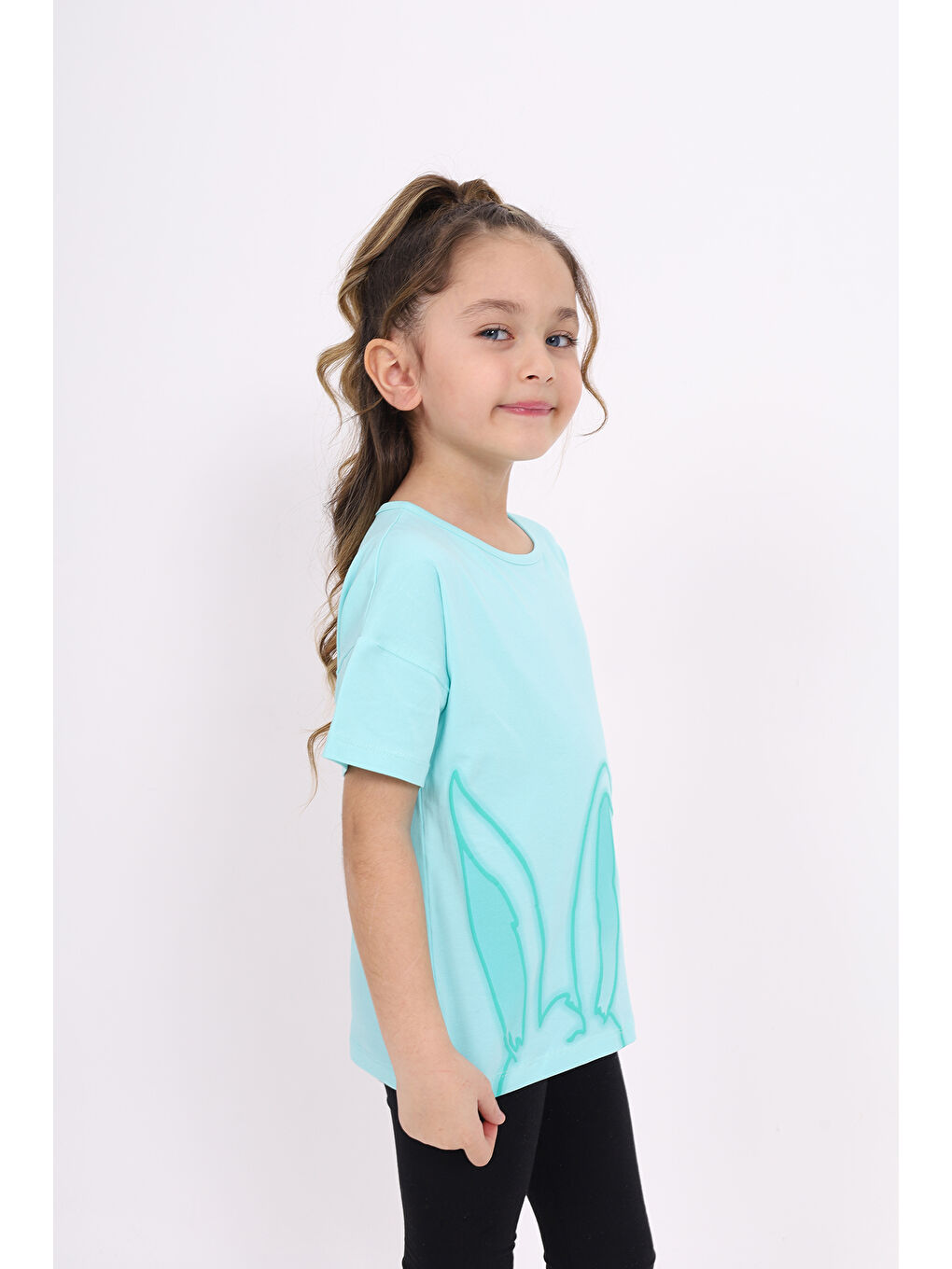 Yeşil Kız Çocuk Baskılı Tişört-2