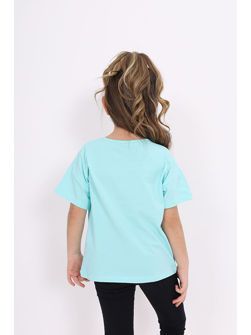 Yeşil Kız Çocuk Baskılı Tişört-3