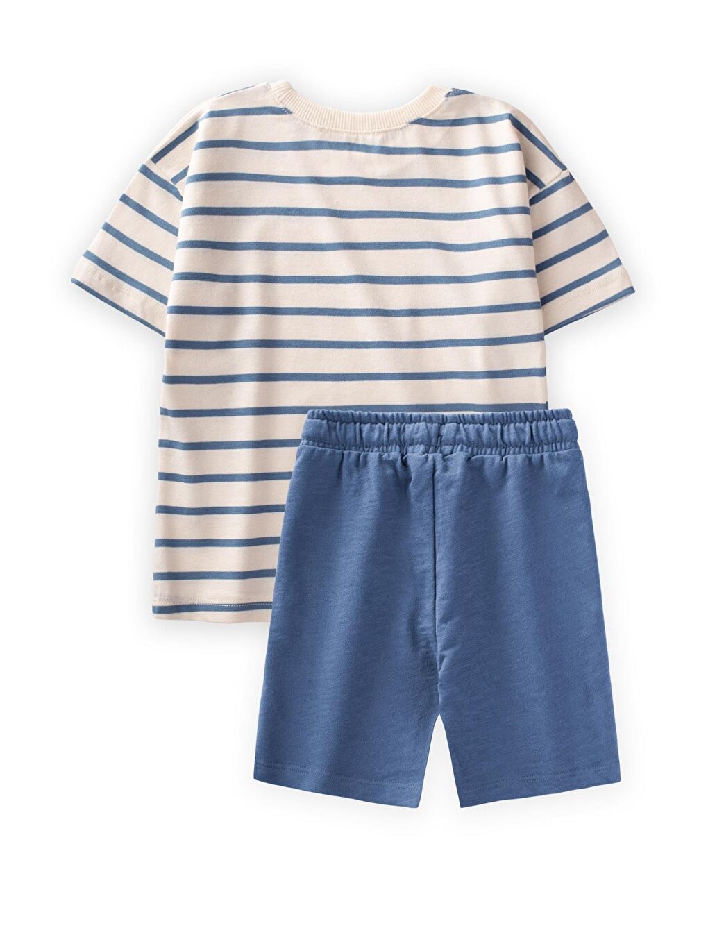 Çizgili Basic Kaprili Takım 2-7 Yaş İndigo Çizgili-1