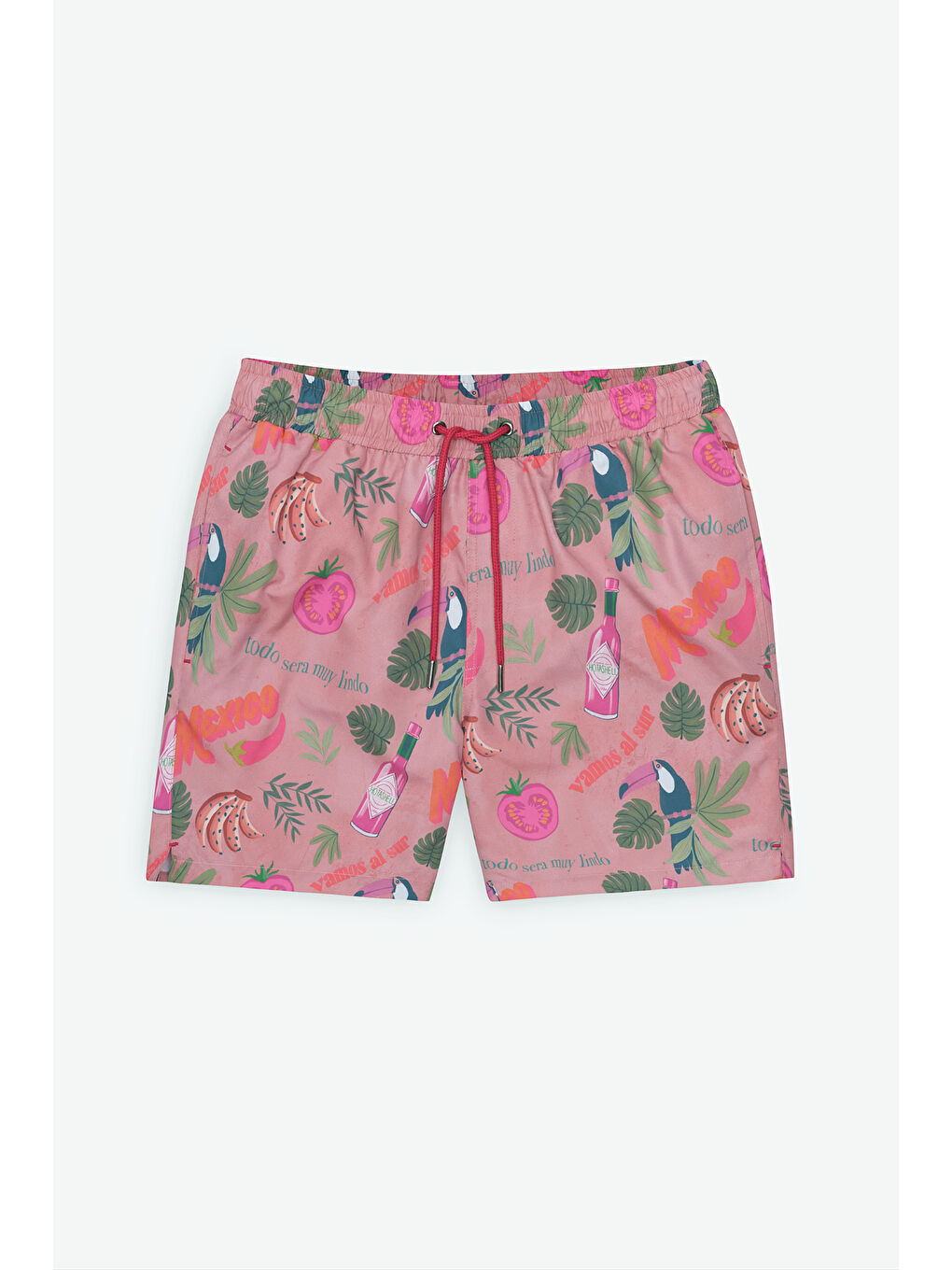 Erkek Turuncu Standart Fit Normal Kesim Cepli Hızlı Kuruyan Desenli Mayo Deniz Şortu-7