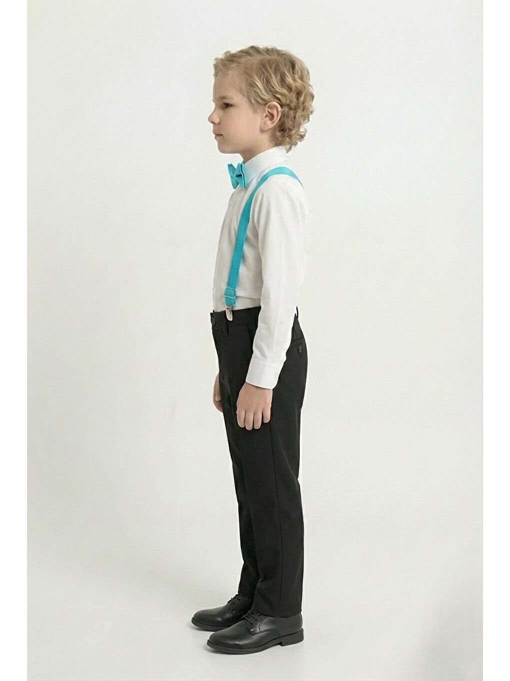 Turkuaz Beyaz Gömlekli Erkek Çocuk Takım M00787-1