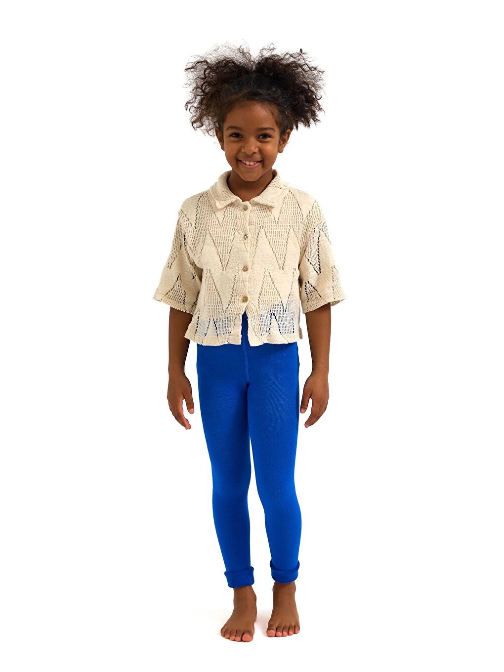 İçi Havlu Çocuk Tayt Saks Mavisi-1