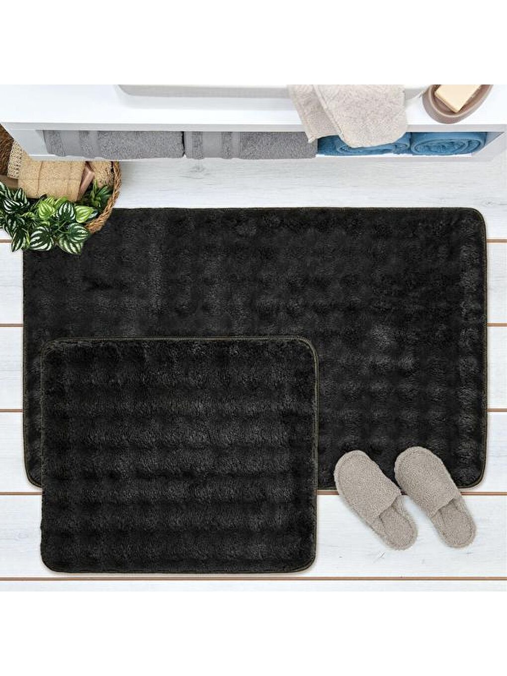 Soft Artos 2'li Banyo Paspası - Antrasit - 60x100 cm + 50x60 cm