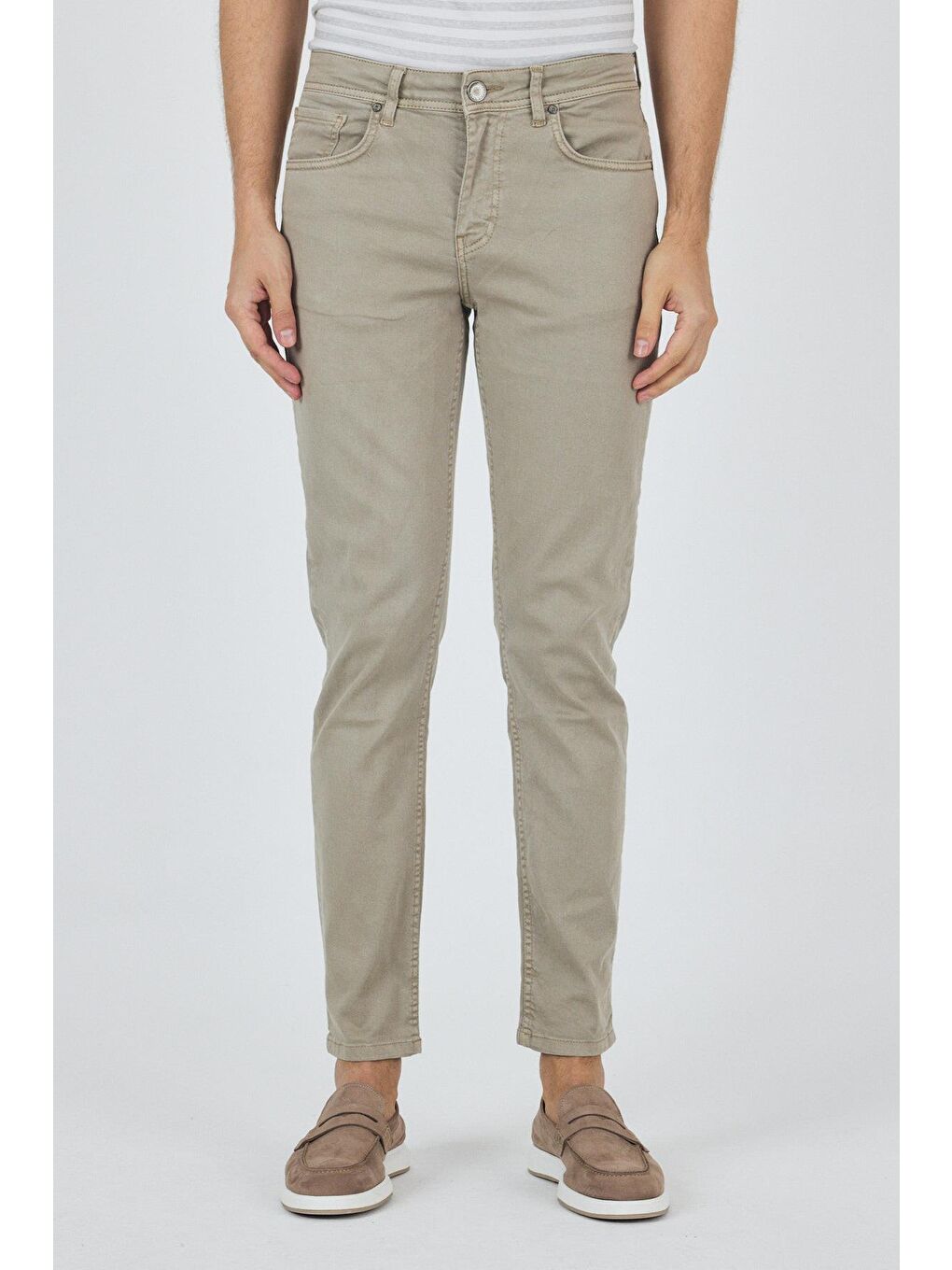 Koyu Bej Pamuklu 5 Cep Casual Slim Fit 5 Cep Pantolon 1003250318