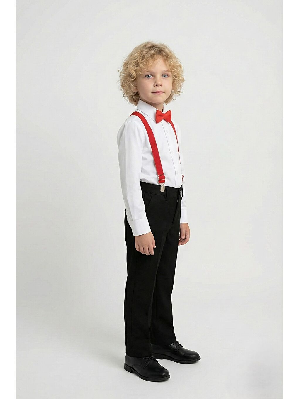 Kırmızı Beyaz Gömlekli Erkek Çocuk Takım M00787-1