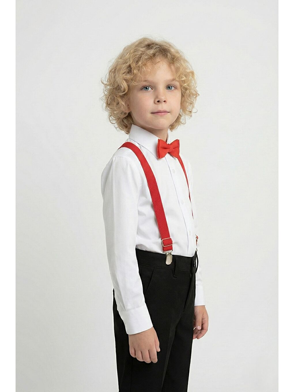 Kırmızı Beyaz Gömlekli Erkek Çocuk Takım M00787-2