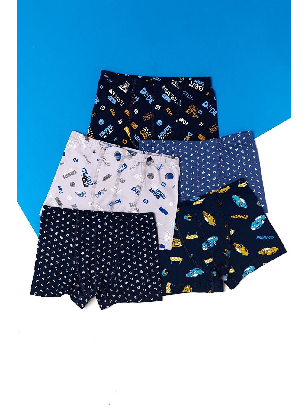 Erkek Çocuk 5'Li Paket Karışık Desenli Boxer