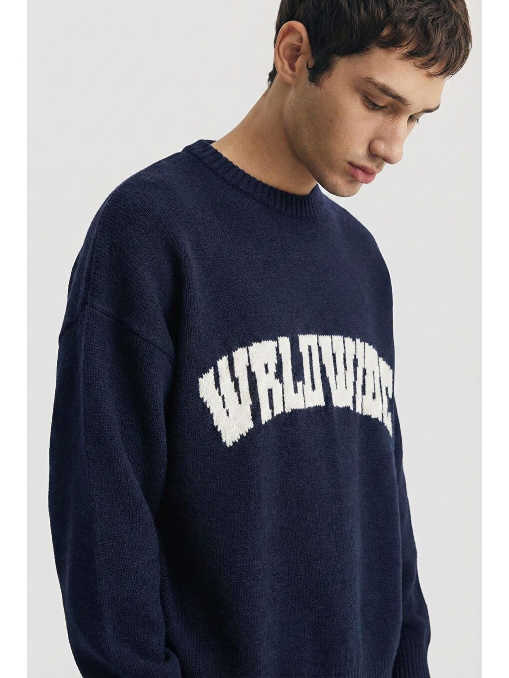 Erkek Relaxed Fit Premium Triko Kazak Lacivert