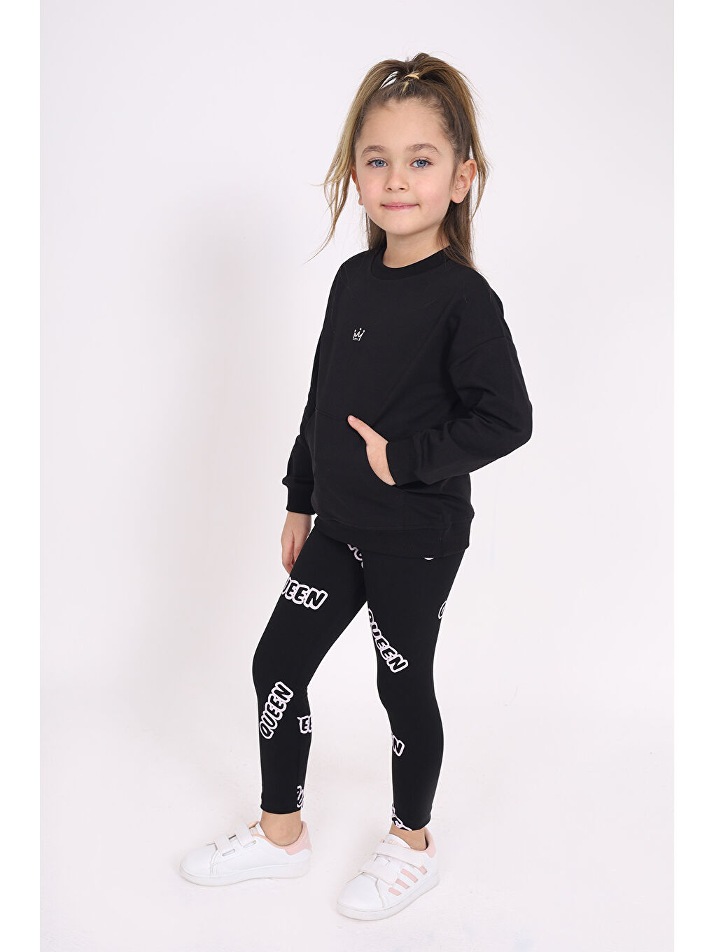 Toontoykids Siyah Kız Çocuk Nakışlı Taytlı Takım - 1