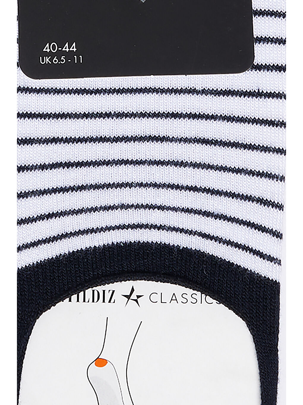 Erkek Lacivert-Beyaz Tekli Bambulu Babet Çorap-1