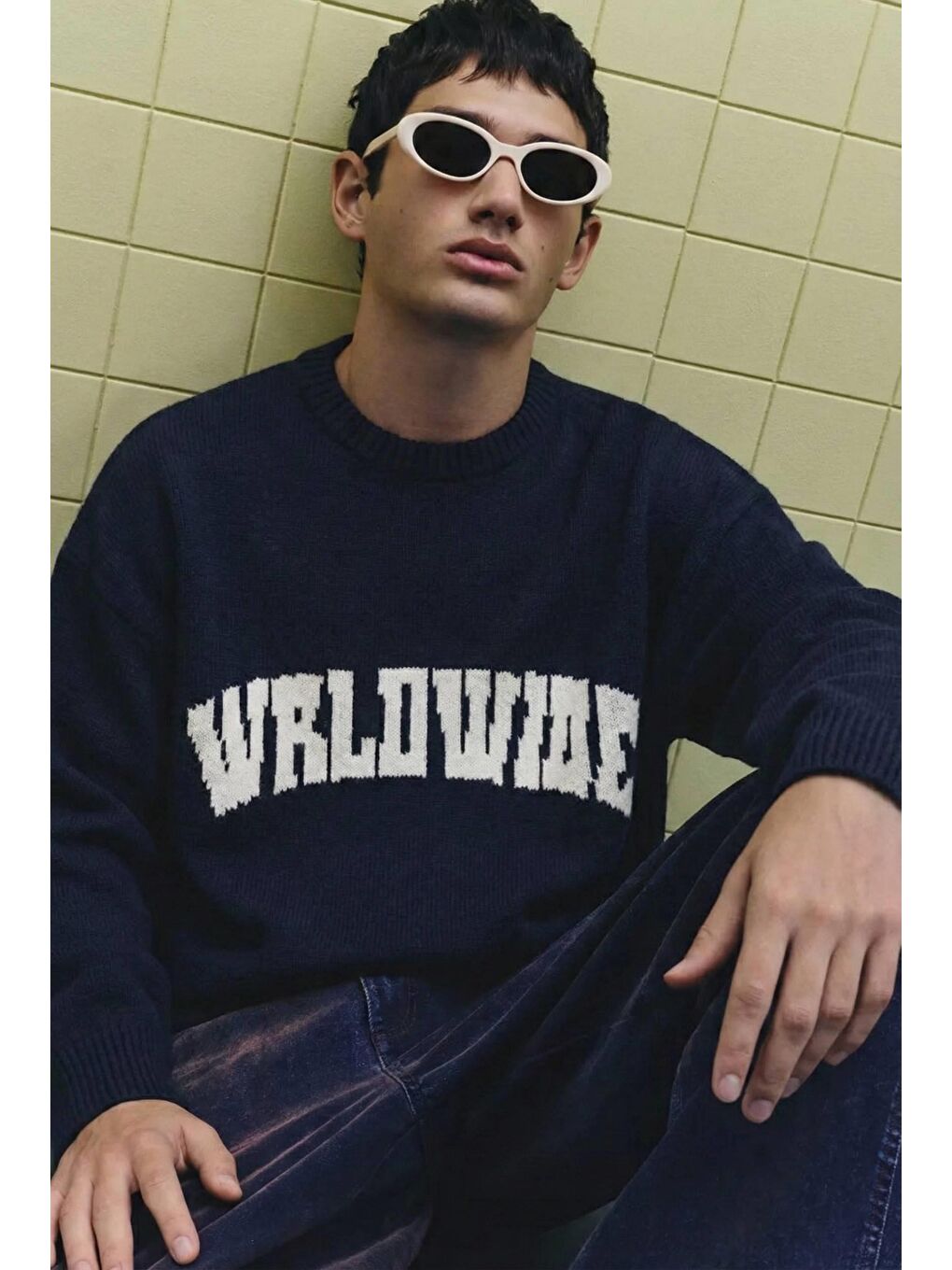 Erkek Relaxed Fit Premium Triko Kazak Lacivert-2