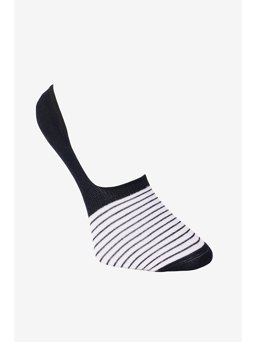 Erkek Lacivert-Beyaz Tekli Bambulu Babet Çorap-2