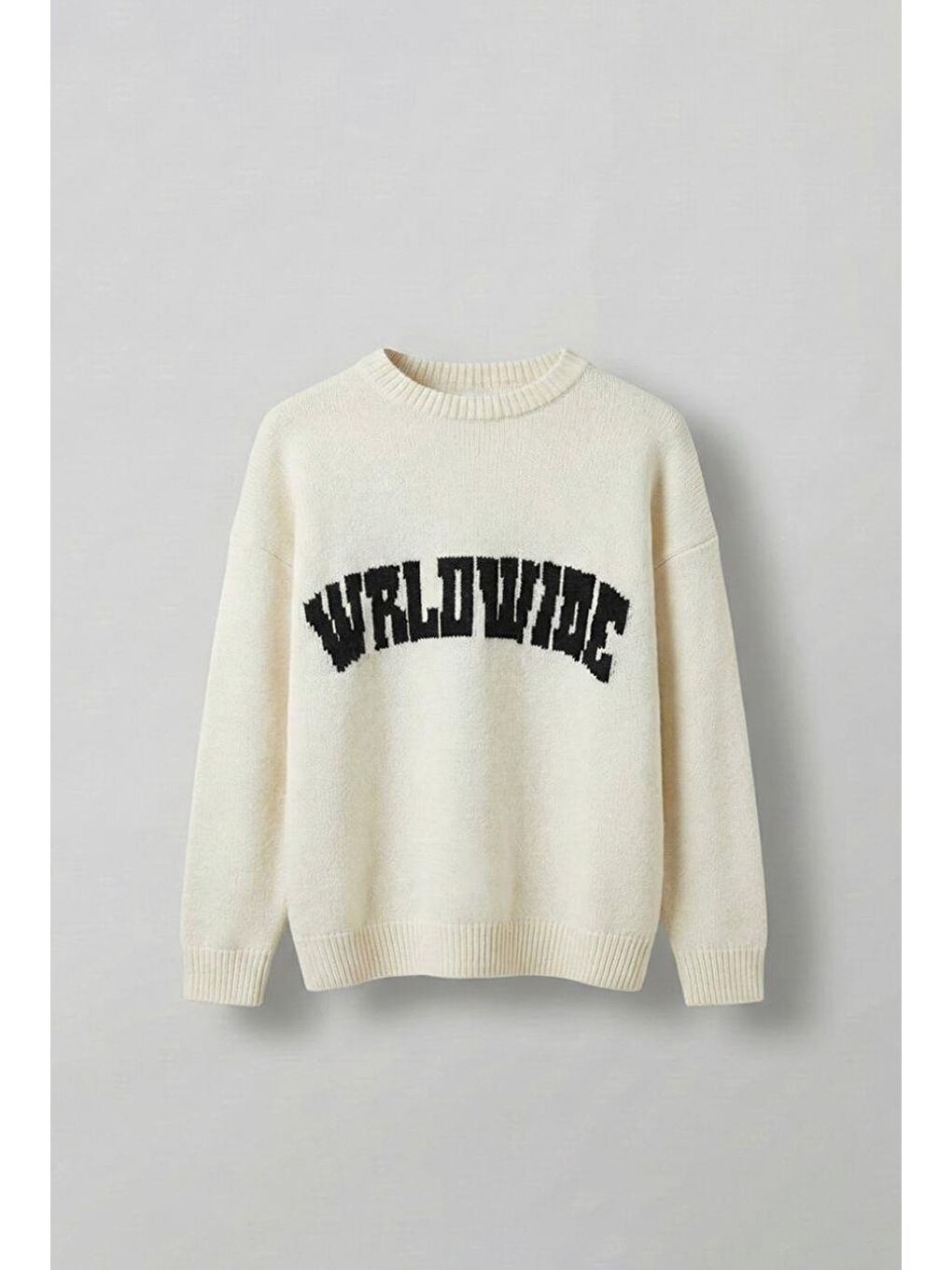 Erkek Relaxed Fit Premium Triko Kazak Ekru