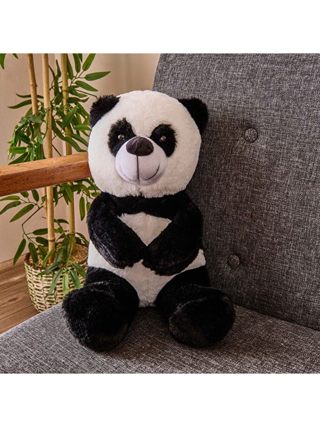 Evidea Soft Panda Figürlü Yastık - Siyah / Beyaz - 35 cm - 2