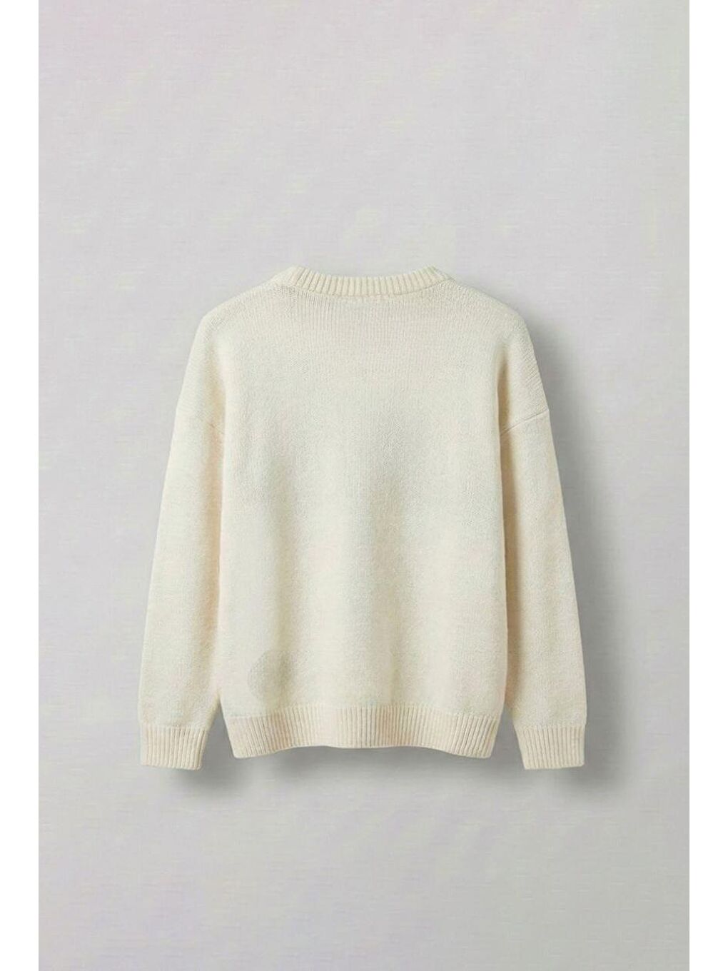 Erkek Relaxed Fit Premium Triko Kazak Ekru-1