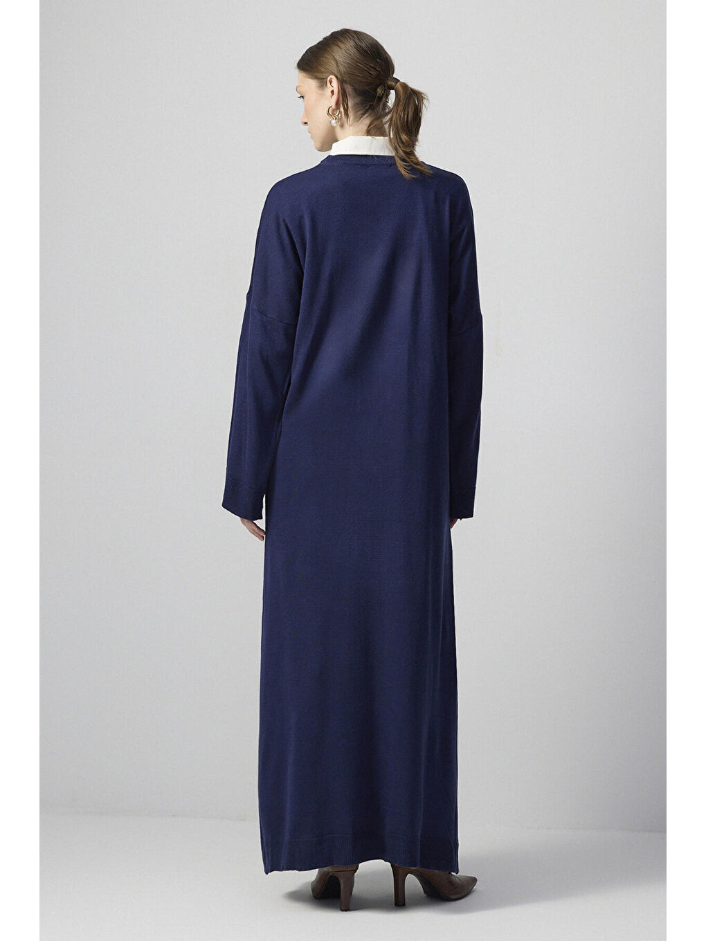 Lacivert Oversıze Triko Elbise-3