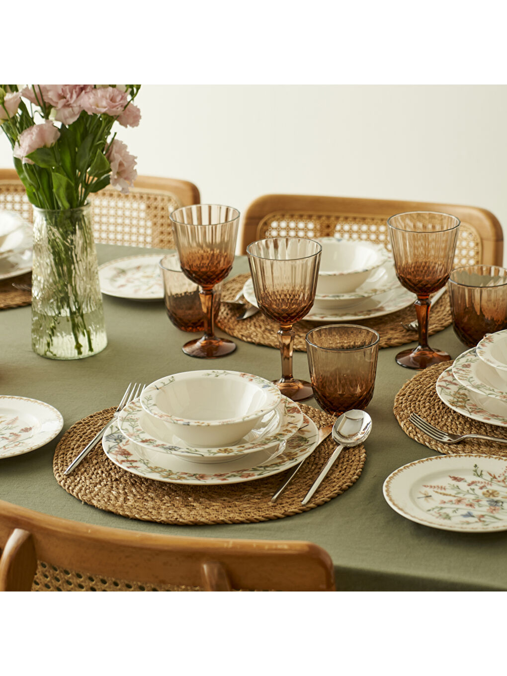 Karışık Flores Porselen 24 Parça 6 Kişilik Yemek Takımı-1