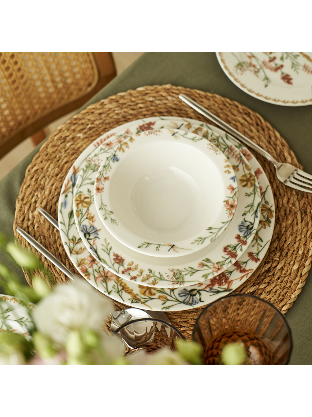 Karışık Flores Porselen 24 Parça 6 Kişilik Yemek Takımı-2