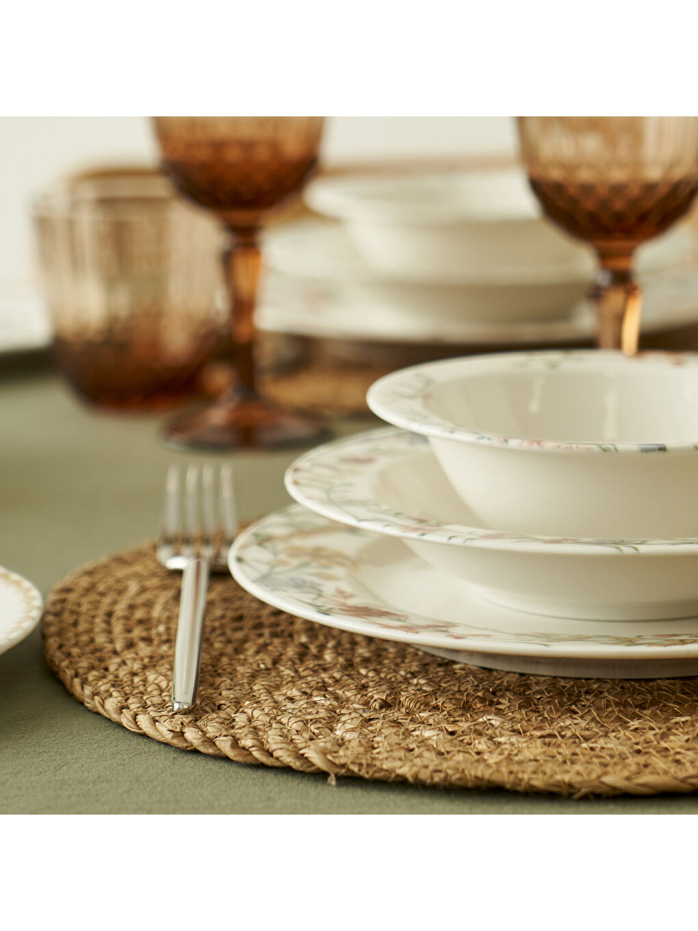 Karışık Flores Porselen 24 Parça 6 Kişilik Yemek Takımı-3