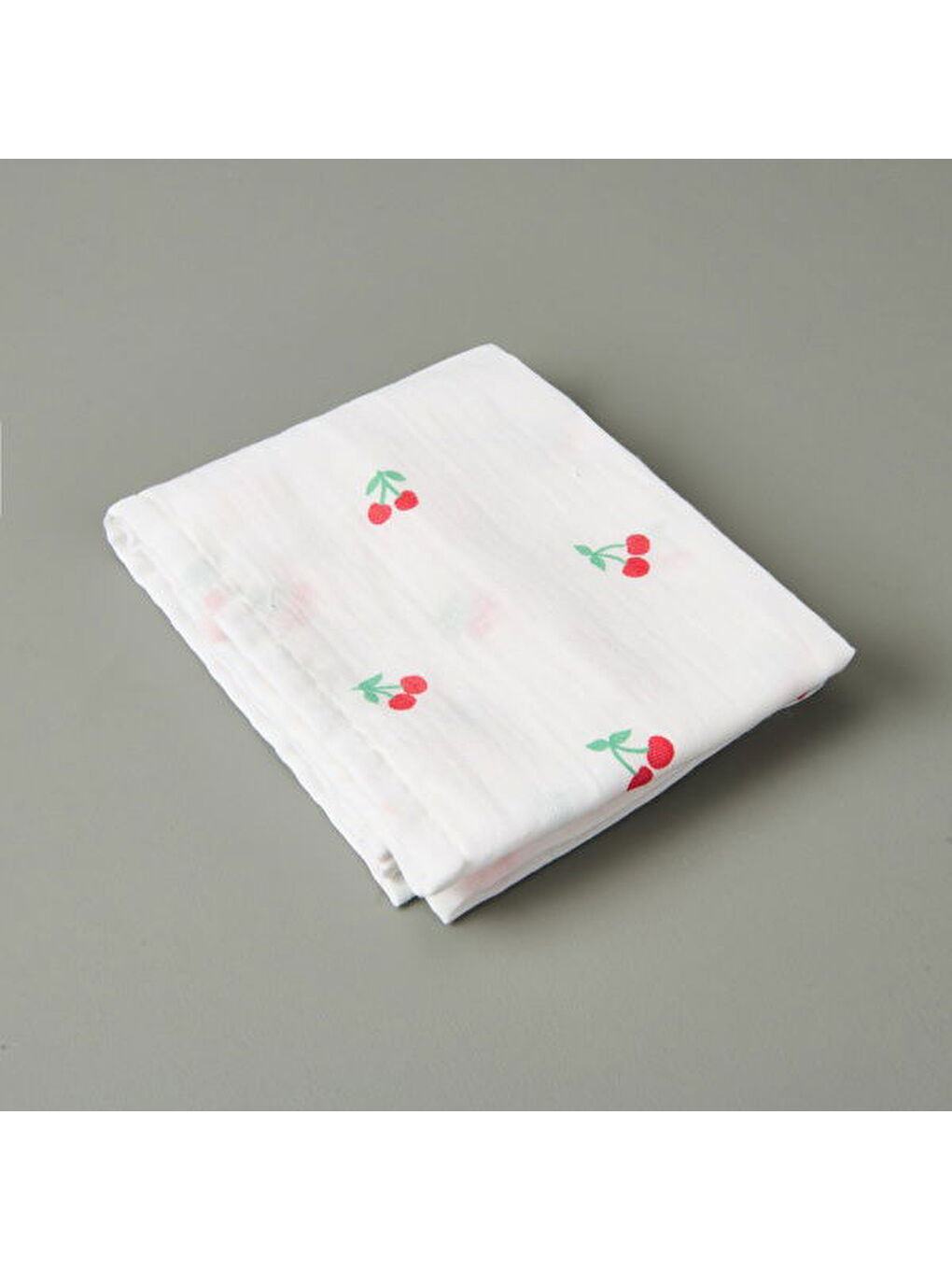 Soft Müslin Kiraz Desenli Kurulama Bezi - Beyaz - 40x60 cm-1