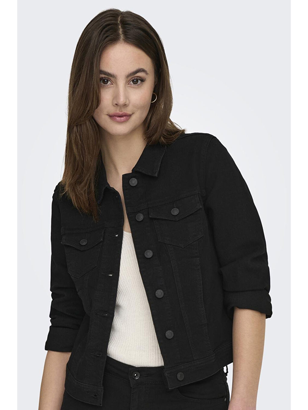 Antrasit Onlwonder Pamuklu Regular Fit Kadın Jean Ceket 115243147-2