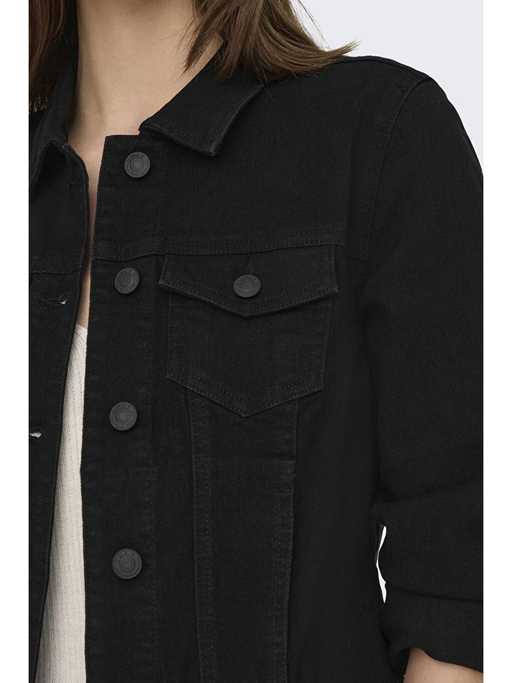 Antrasit Onlwonder Pamuklu Regular Fit Kadın Jean Ceket 115243147-3