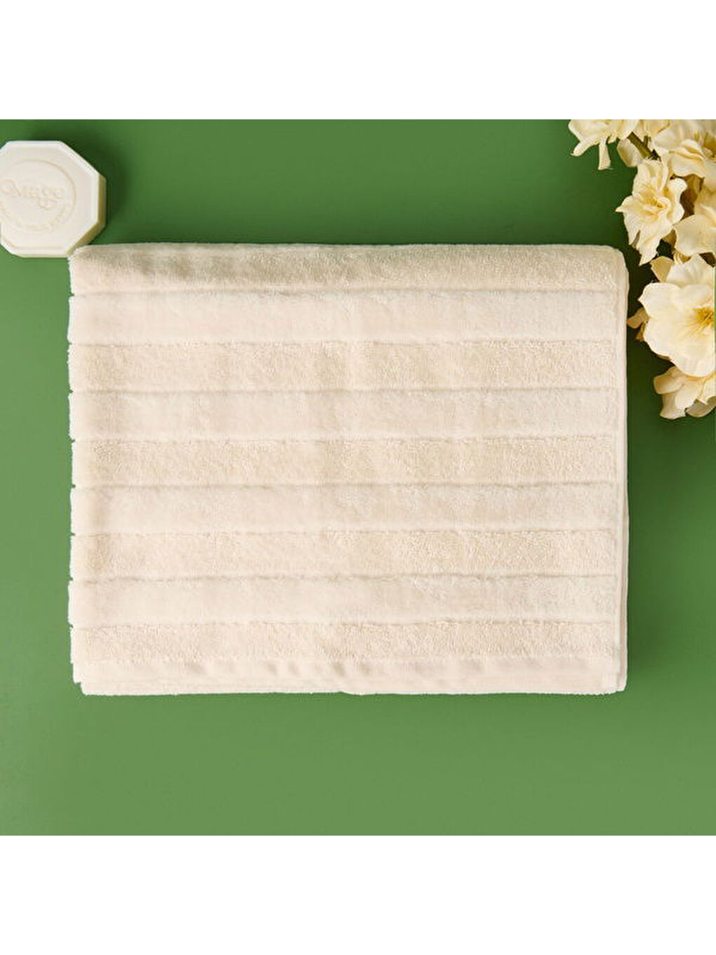 Soft Kadife Banyo Havlusu - Ekru - 70x140 cm