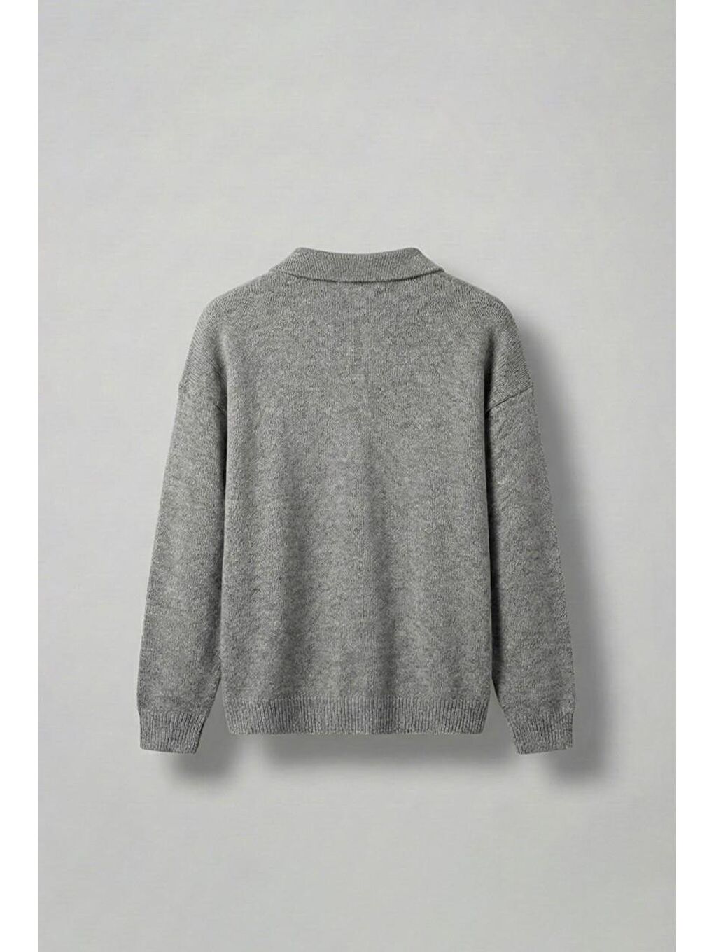 Erkek Oversize Düğmeli Triko Kazak Gri-1