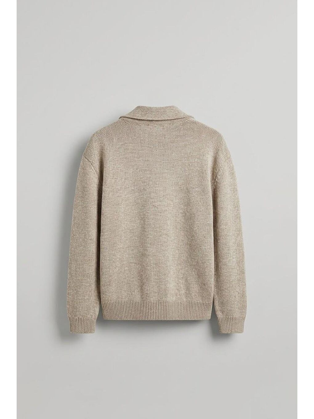 Erkek Yarım Fermuarlı Premium Kumaş Oversize Kazak Bej-1