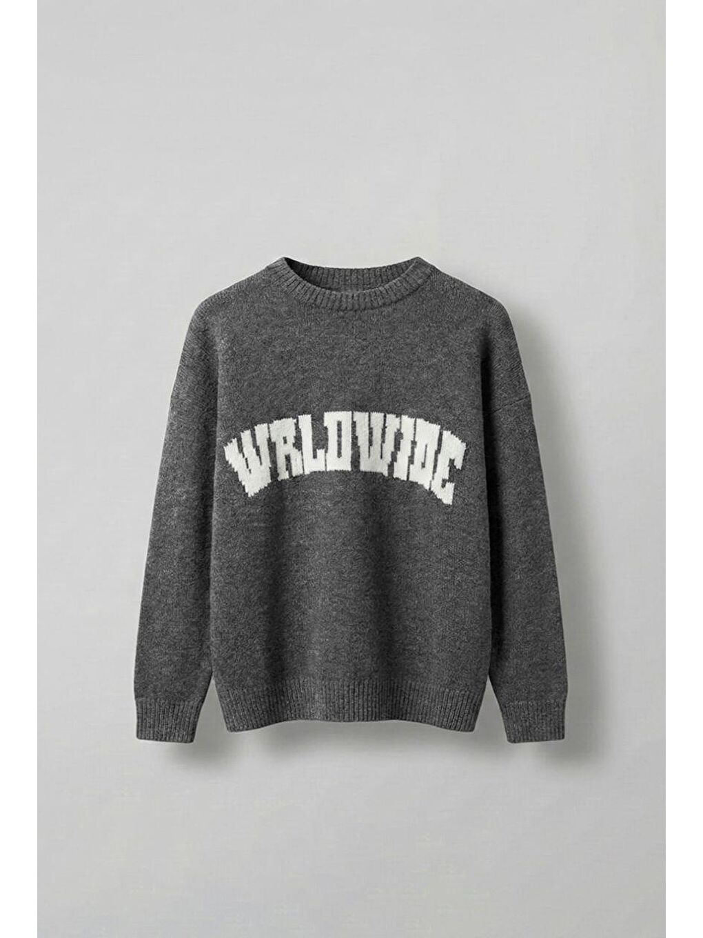 Gri Erkek Relaxed Fit Premium Triko Kazak Füme