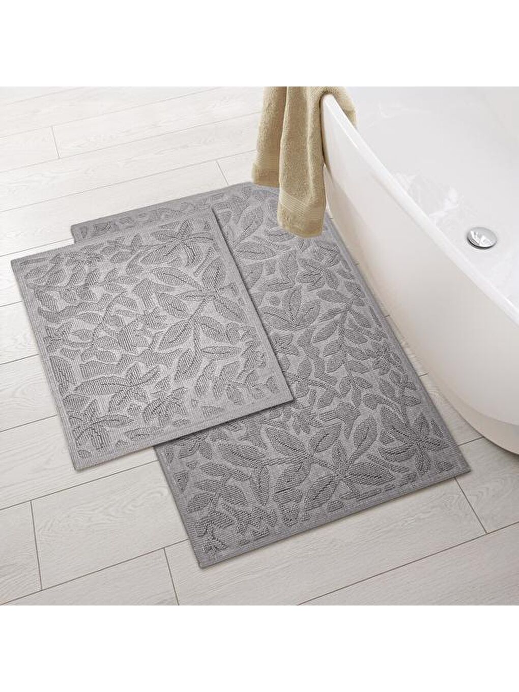 Soft Andoy 2'li Banyo Paspası - Gri - 60x100 cm + 50x60 cm-3