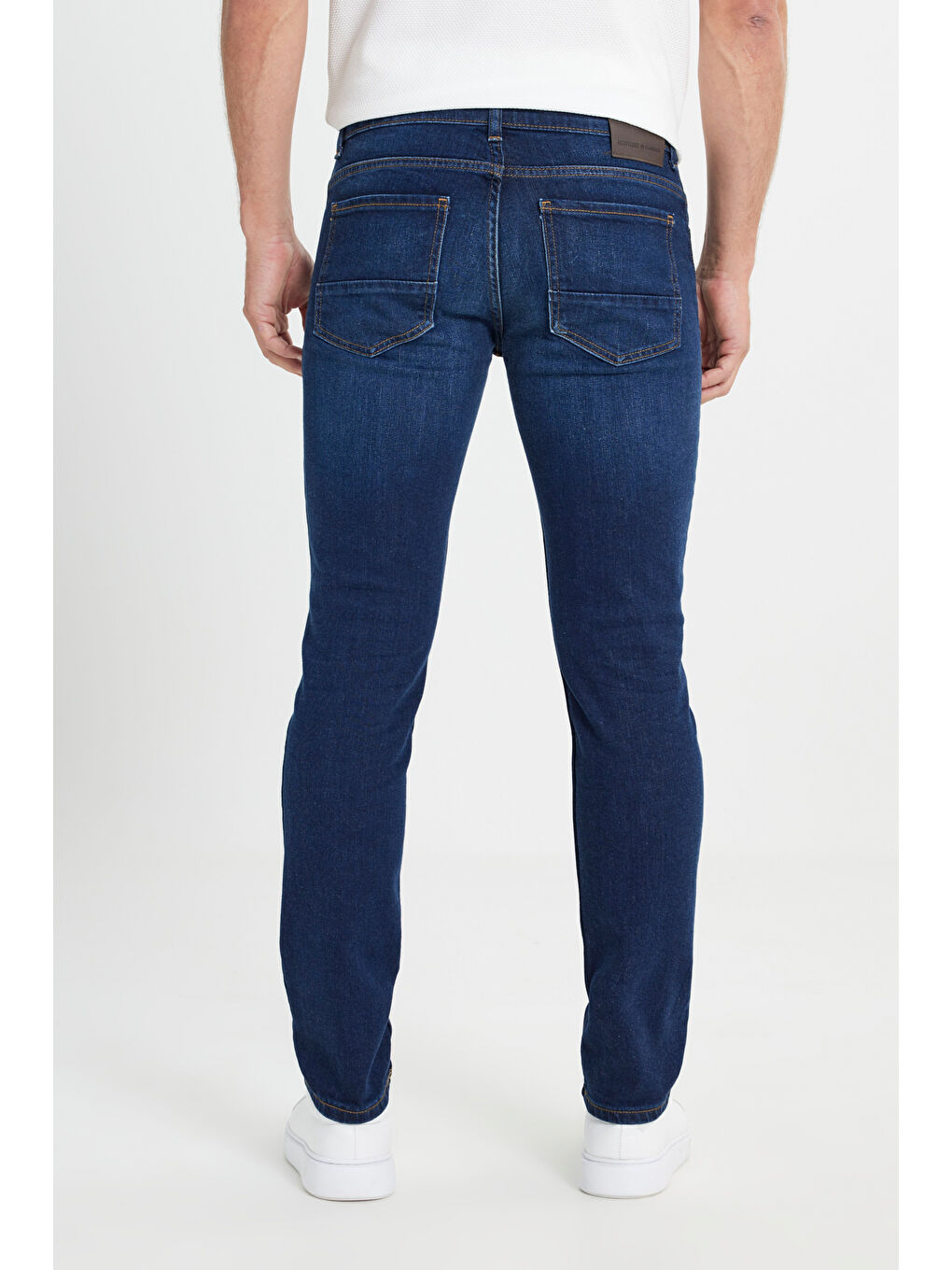 Erkek Koyu Lacivert Slim Fit Dar Kesim 5 Cep Esnek Denim Jean Pantolon-4