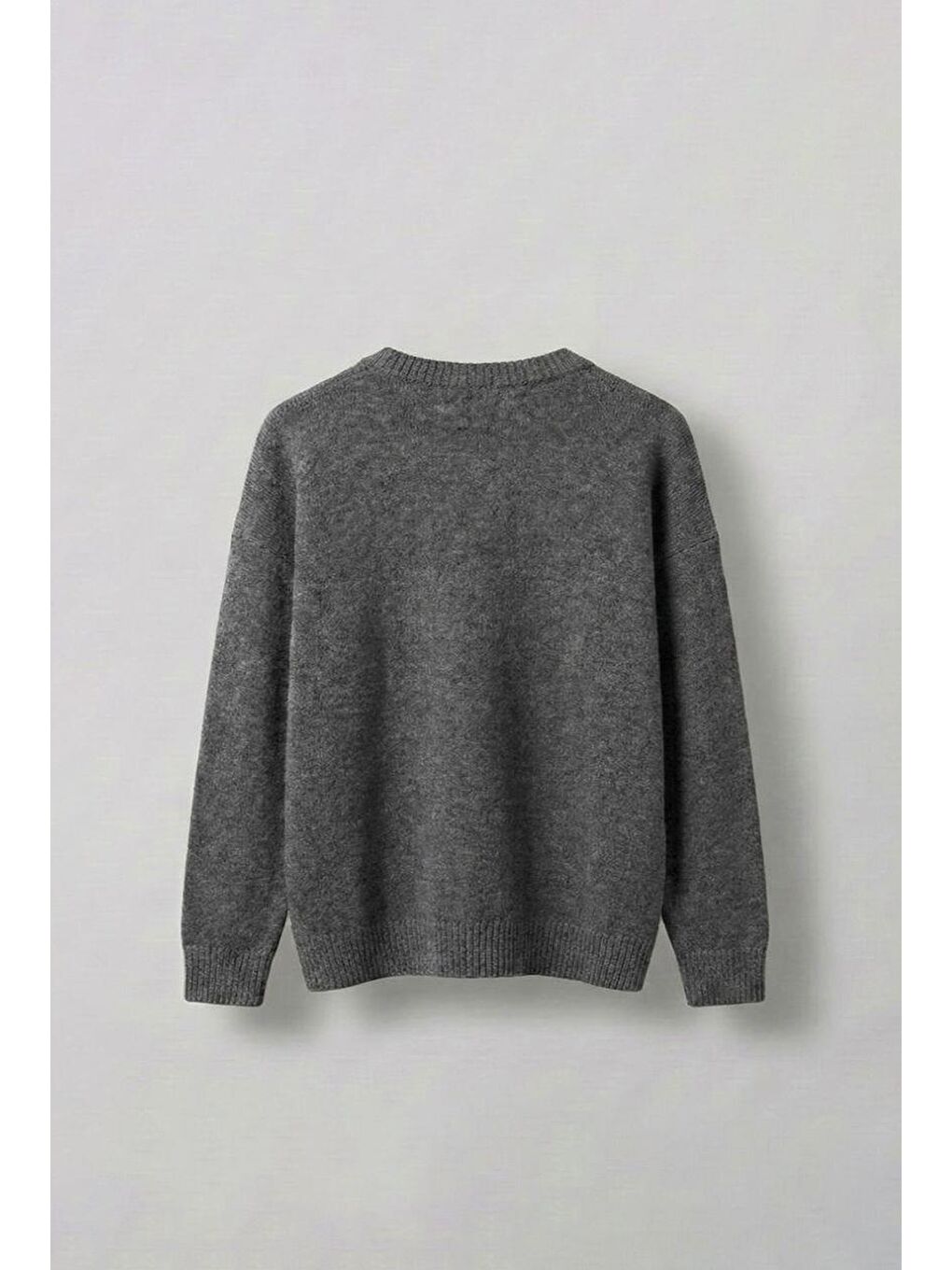 Gri Erkek Relaxed Fit Premium Triko Kazak Füme-1