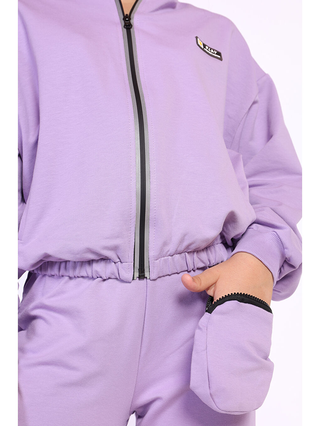 Lila Kız Çocuk Cüzdan Detaylı Eşofman Takımı-1