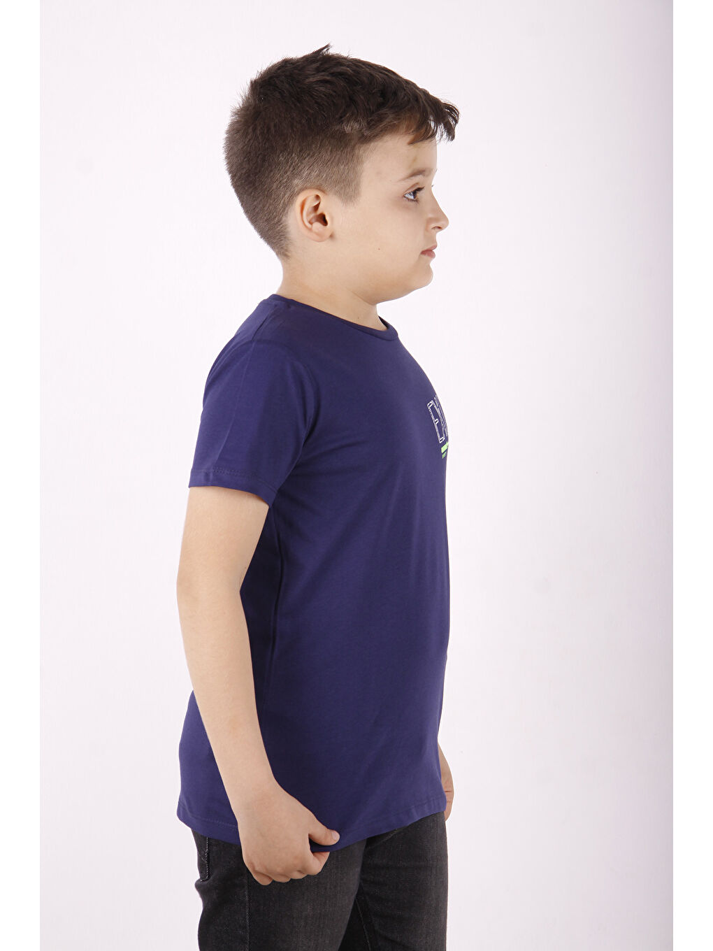 Lacivert Erkek Çocuk Excuses Baskılı Cepli Tişört-1