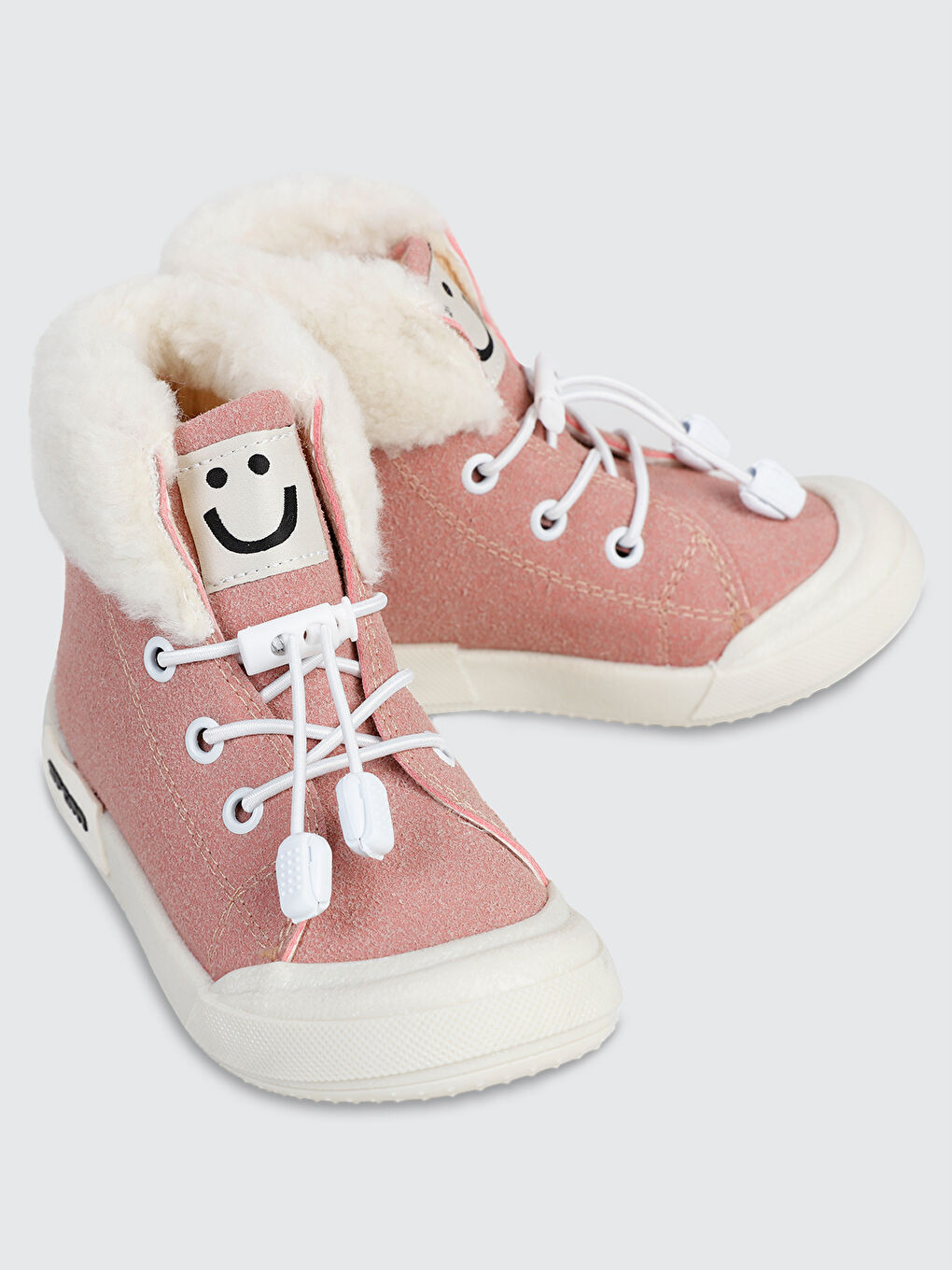 Pembe Sport Kız Çocuk Kürklü Uzun Spor Ayakkabı 26-30 Numara Pudra