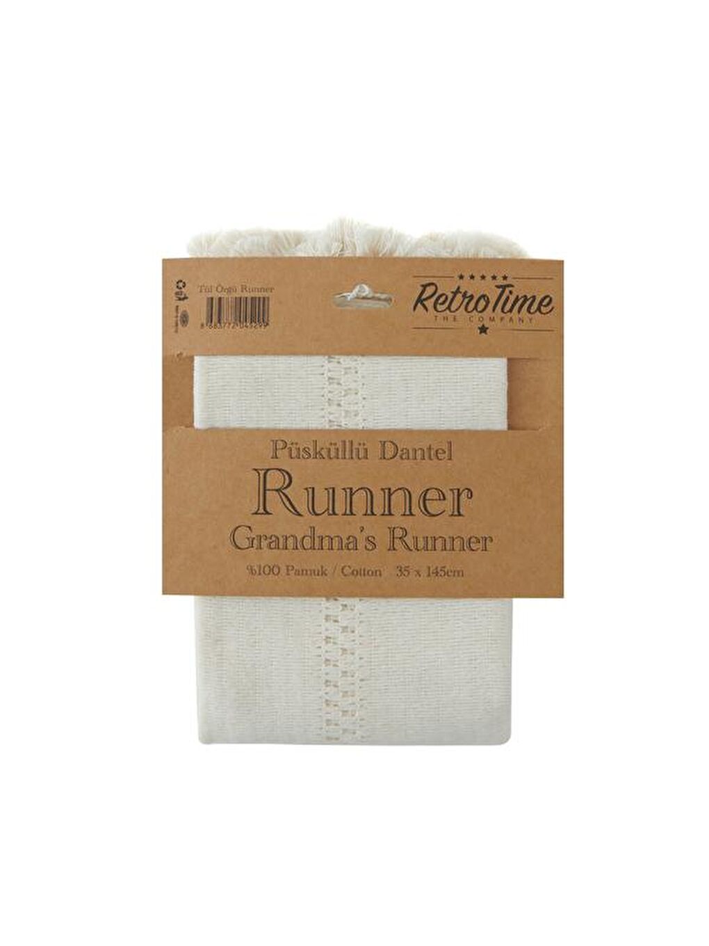 Soft Tül Örgü Runner - Bej - 35x145 cm-2