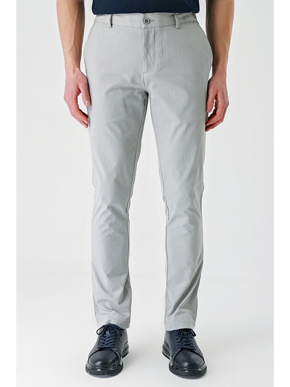 Gri Pamuklu Yandan Cepli Casual Slim Fit Jogger Pantolon 1003240206-2