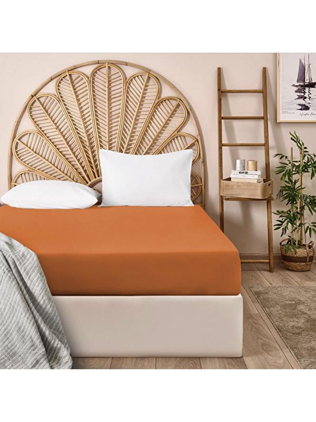 Soft Çift Kişilik Düz Kenar Çarşaf - Turuncu - 240x260 cm