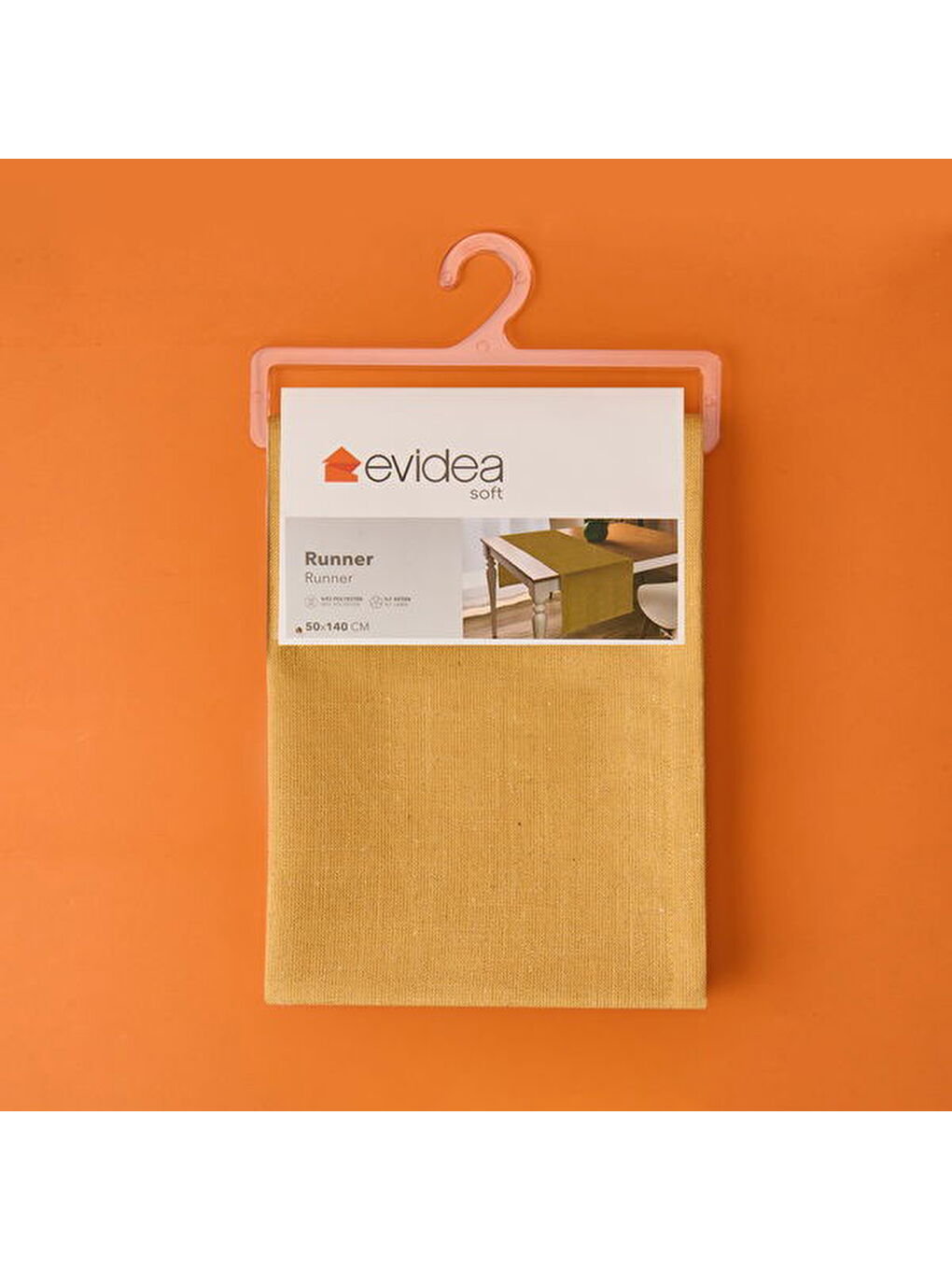 Evidea Kahverengi Soft Bella Keten Runner - Hardal - 50x140 cm - 2