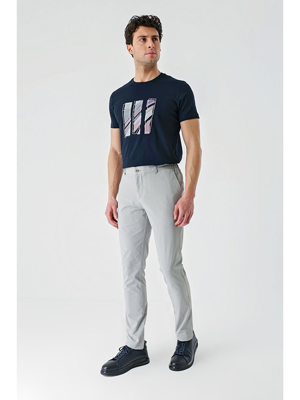 Gri Pamuklu Yandan Cepli Casual Slim Fit Jogger Pantolon 1003240206-6