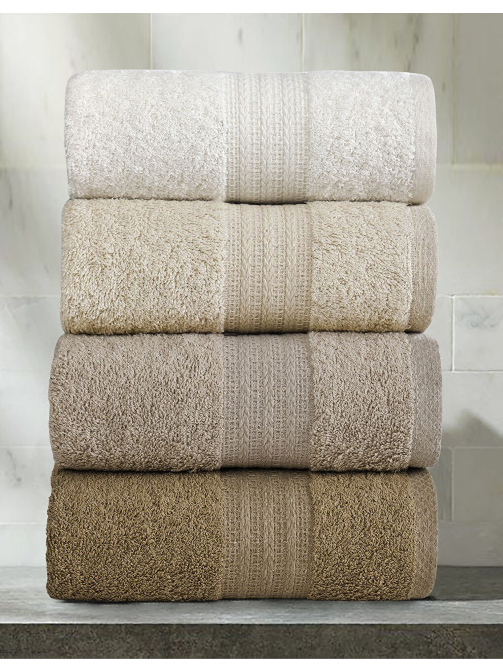 Kahverengi 4lü Havlu Seti Rainbow Kahve 50x85cm-1