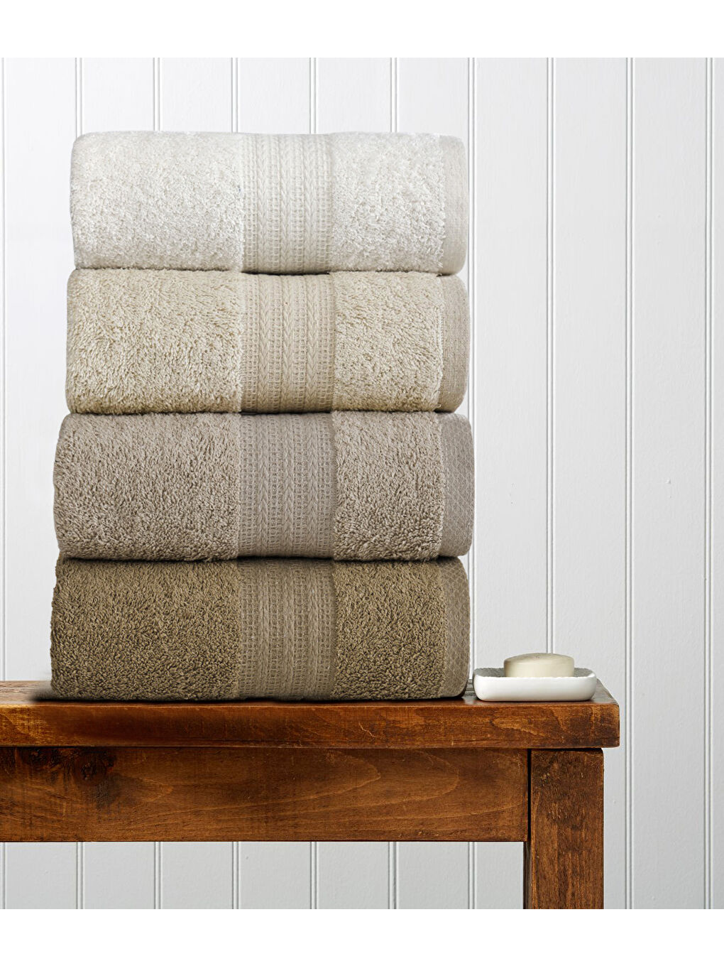 Kahverengi 4lü Havlu Seti Rainbow Kahve 50x85cm-2