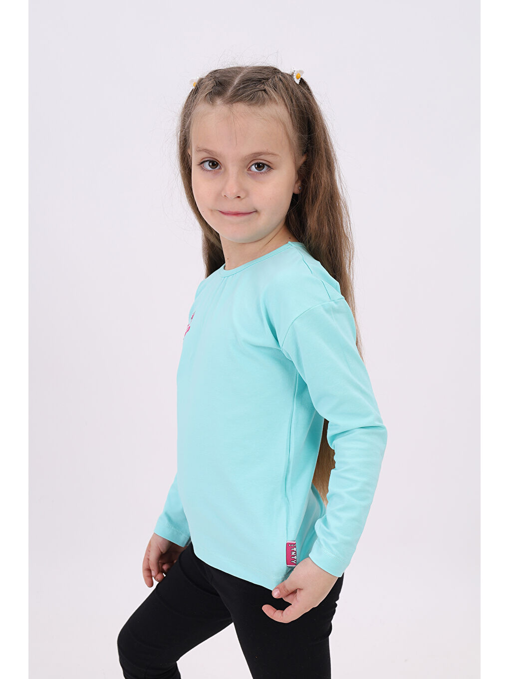 Yeşil Kız Çocuk Baskılı Tişört-1