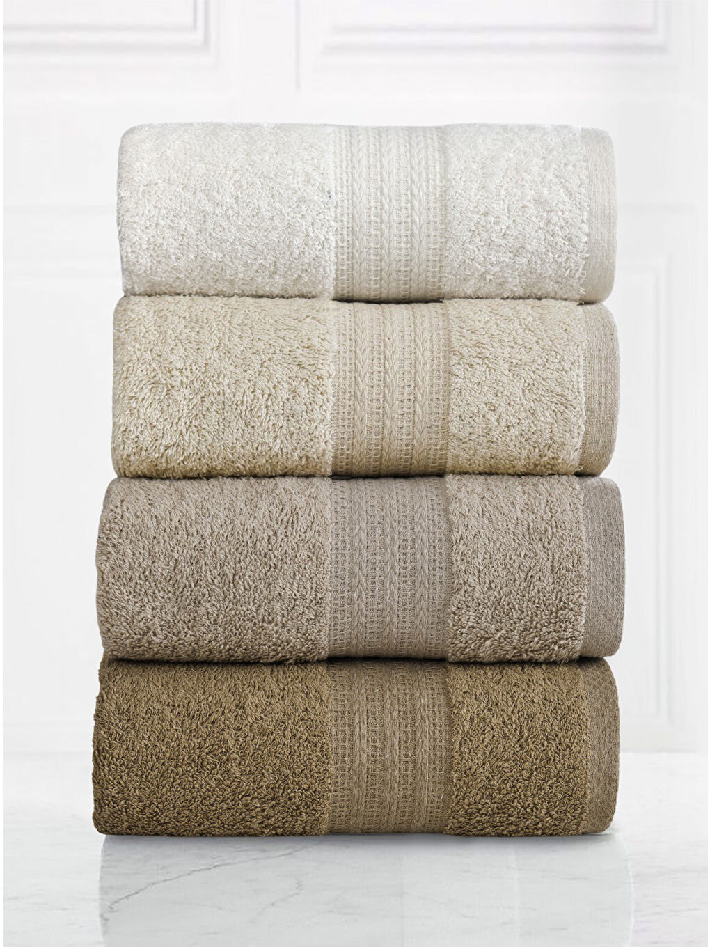 Kahverengi 4lü Havlu Seti Rainbow Kahve 50x85cm-3