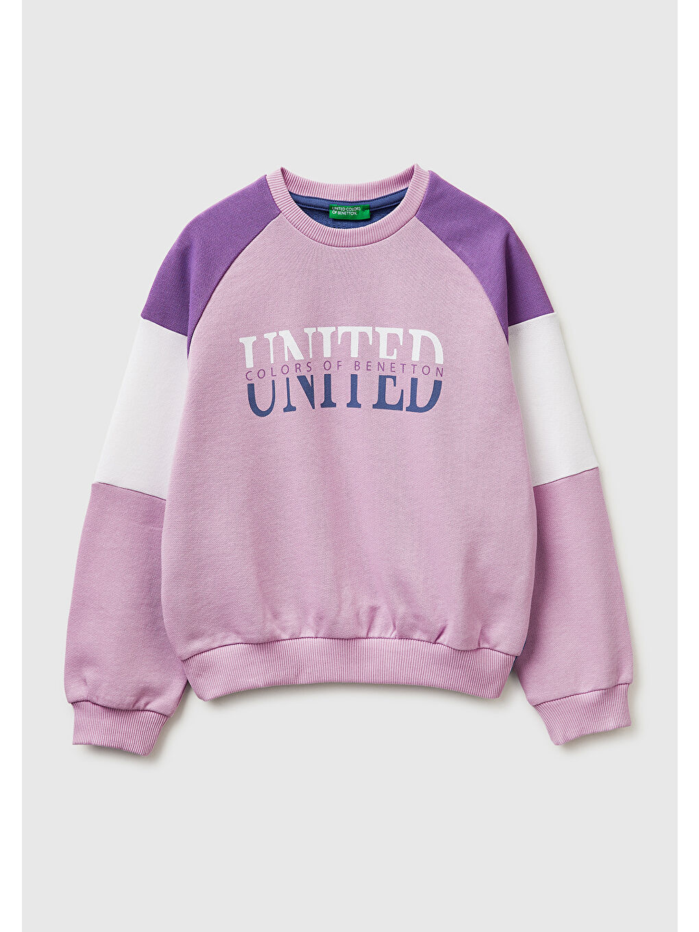 Kız Çocuk Pembe Renkli Baskılı Kontrast Detaylı Logolu Bisiklet Yaka Sweatshirt