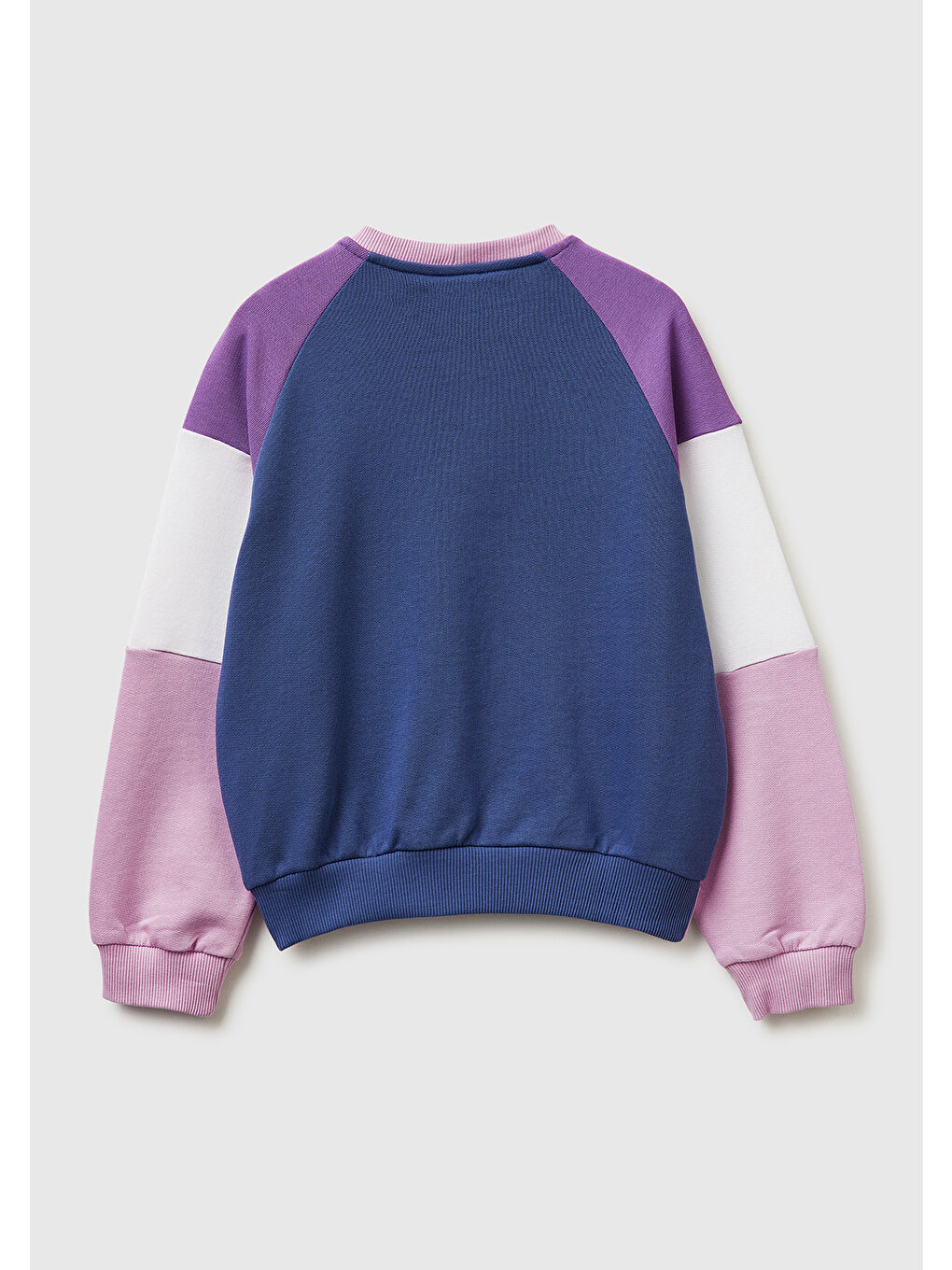 Kız Çocuk Pembe Renkli Baskılı Kontrast Detaylı Logolu Bisiklet Yaka Sweatshirt-1