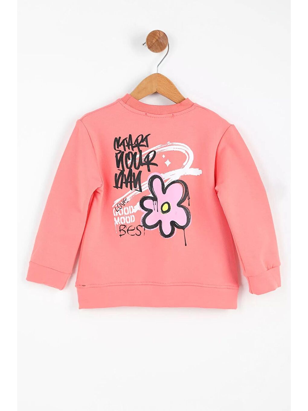 Julude Pembe Good Mood Baskılı Kız Çocuk Sweatshirt - 2