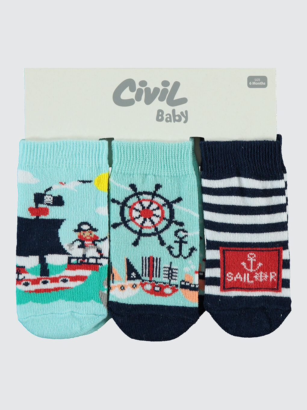 Civil Yeşil Baby Erkek Bebek 3'lü Çorap Set 6-18 Ay Mint