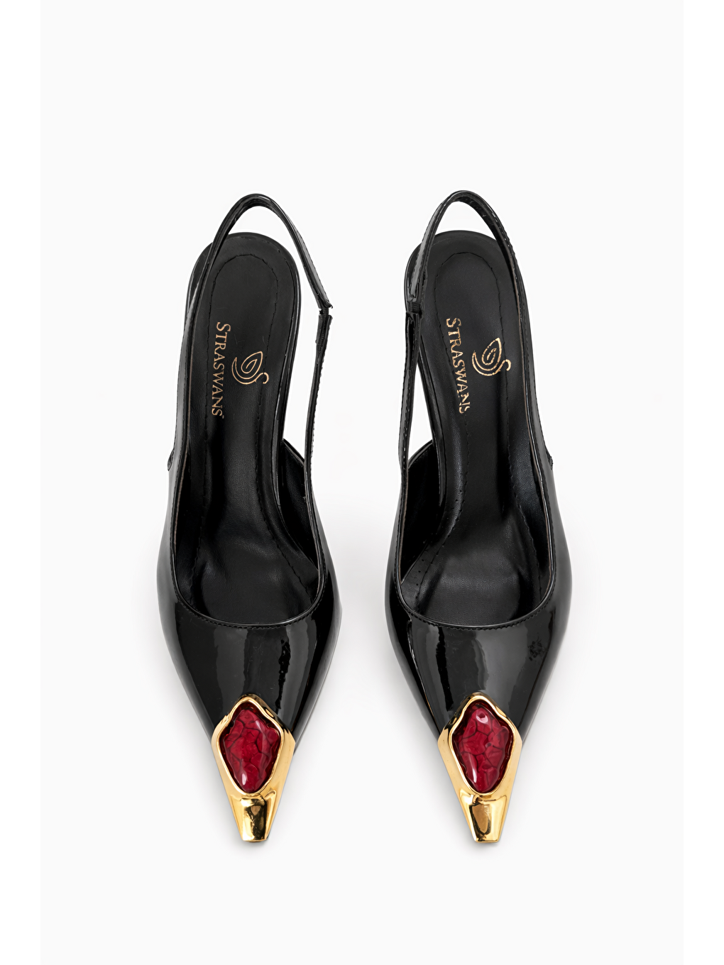 Rose Kadın Aksesuar Detay Rugan Topuklu Ayakkabı Siyah-3